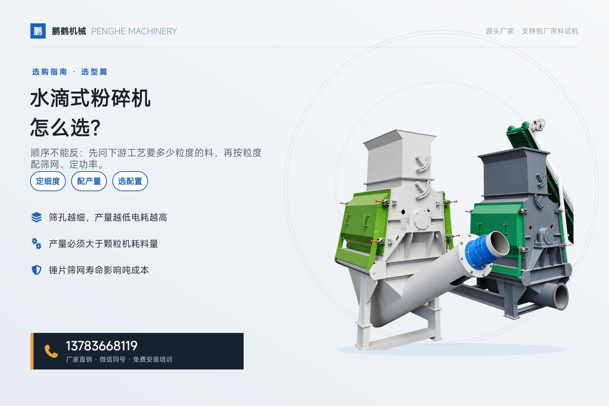 水滴式粉碎机怎么选?先定成品细度,再配产量