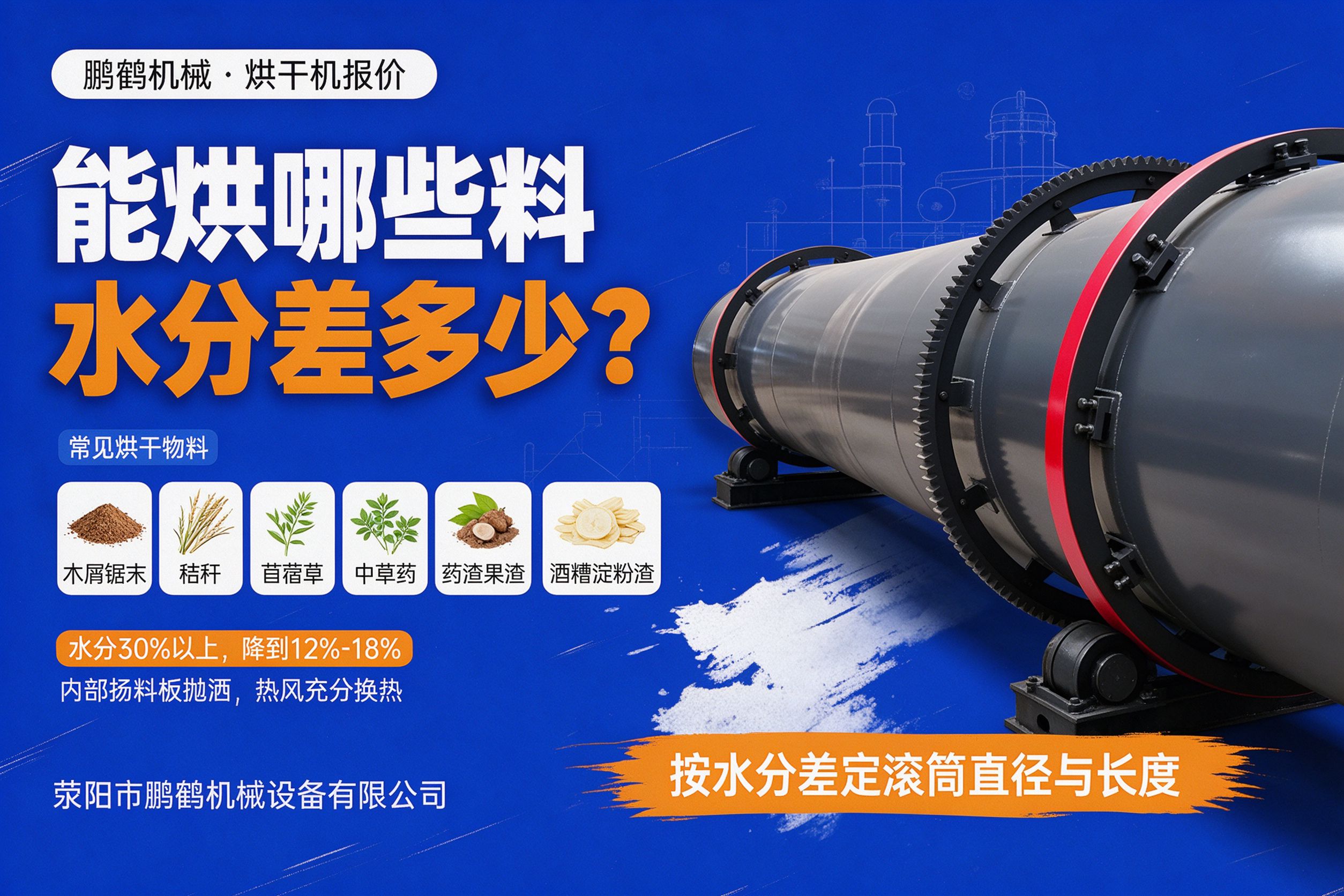 滚筒烘干机能烘木屑秸秆苜蓿草药渣果渣酒糟