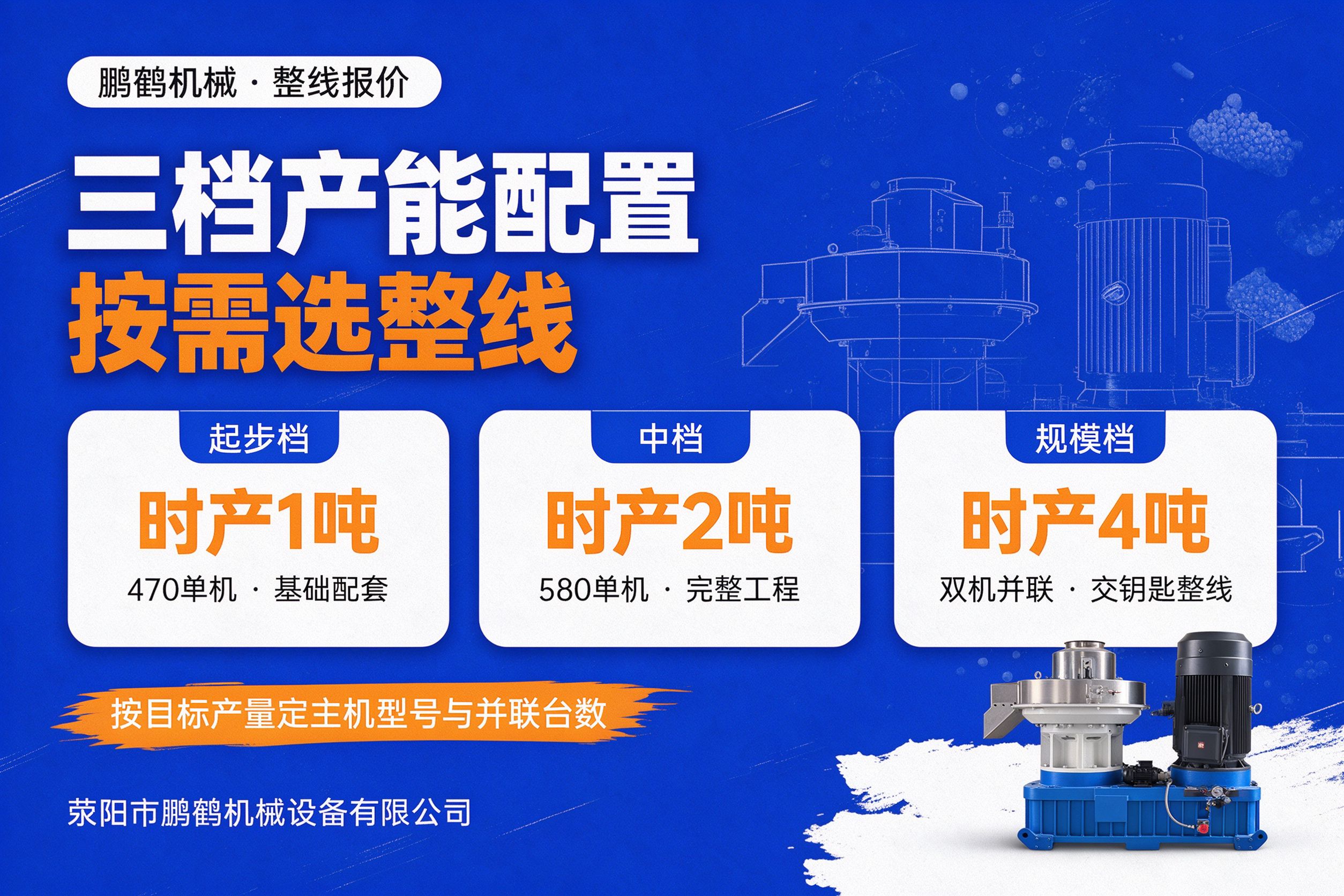时产1吨2吨4吨颗粒生产线三档配置 单机与双机并联