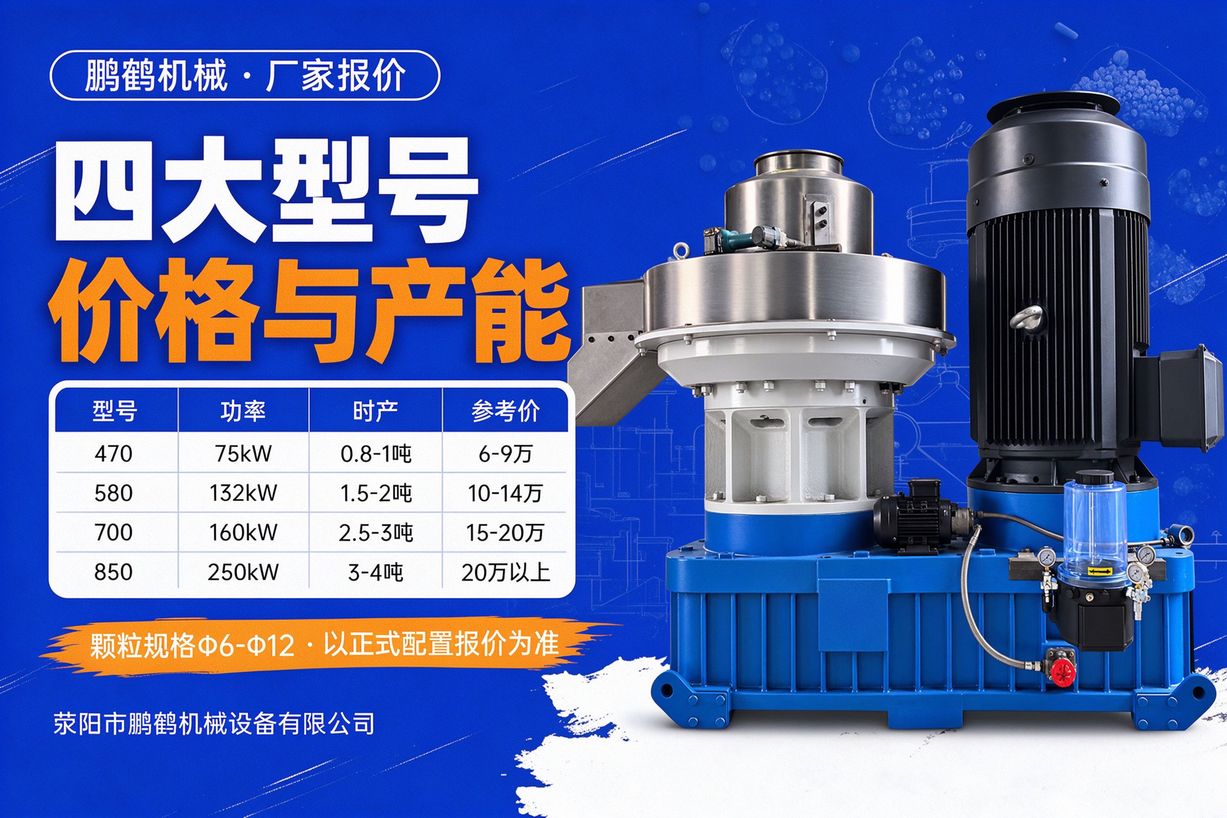470 580 700 850颗粒机型号功率时产与参考价对照表